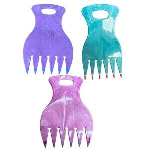 USA Mebco 90s Hair Feather Bear Claw Double Dipped Combs Teal Pink Swirl Purple
